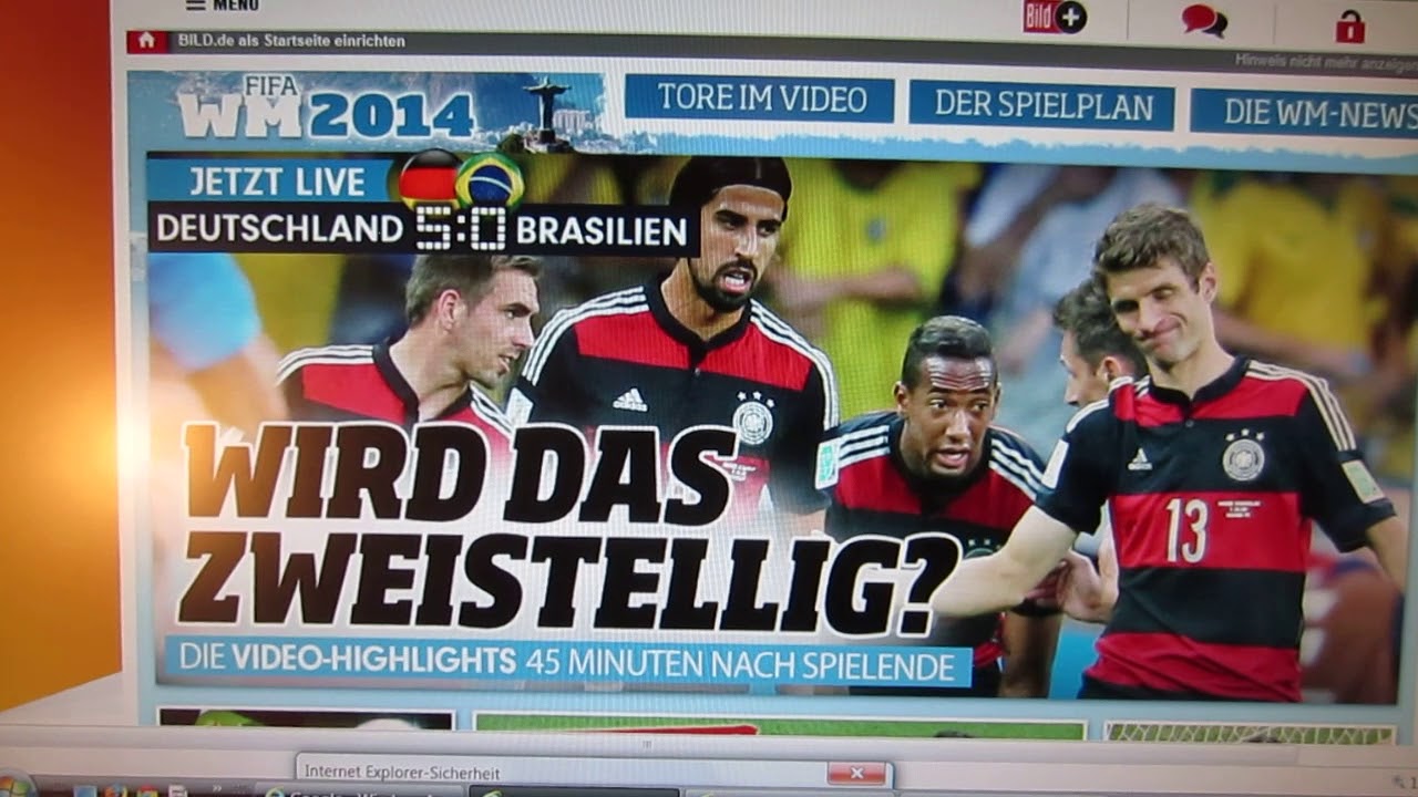 WM Halbfinale 2014 Deutschland - Brasilien ; Bild-Zeitung zur Halbzeit
