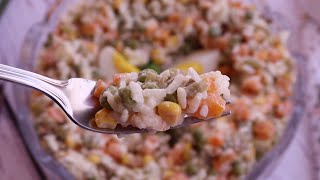 سلطة أرز بالخضار و صوص رائعة تليق بكل أنواع السلطات ??طبق صيفي بامتياز  Salade de riz