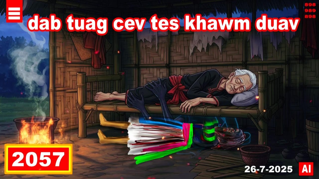 dab hais hmoob - 2057 - 26-7-2025 dab tuag cev tes khawm duav, ผีใต้เตียง, Ghost under the bed.