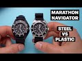 Affordable pilot watches marathon navigator steel vs plastic