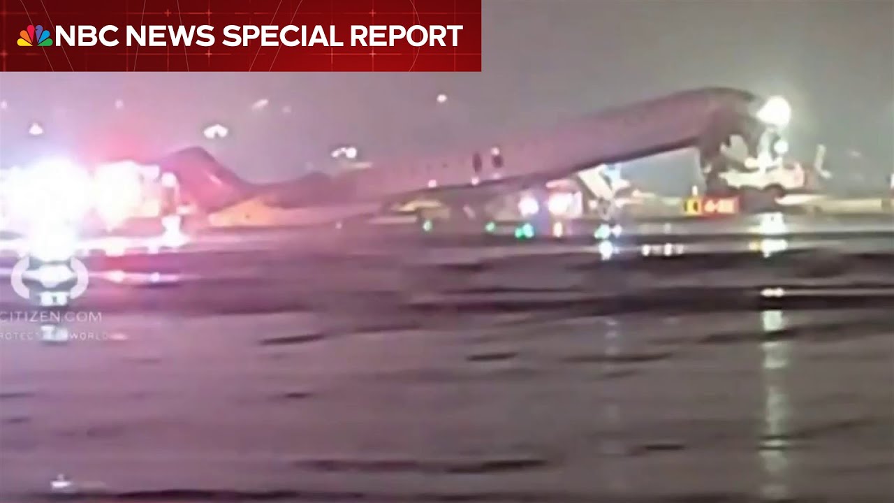 At least four injured in collision between plane and vehicle at NYC LaGuardia Airport