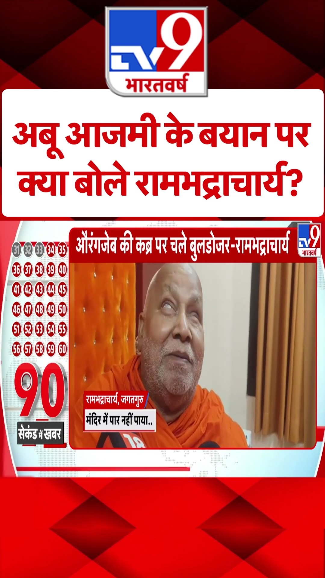 अबू आजमी के बयान पर क्या बोले रामभद्राचार्य?-TV9 | #shorts | #ytshorts
