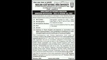 MAULANA AZAD NATIONAL URDU UNIVERSITY Admission open session 2022-23 👉MA, Eng,Urdu,Islamic BA,B.Com