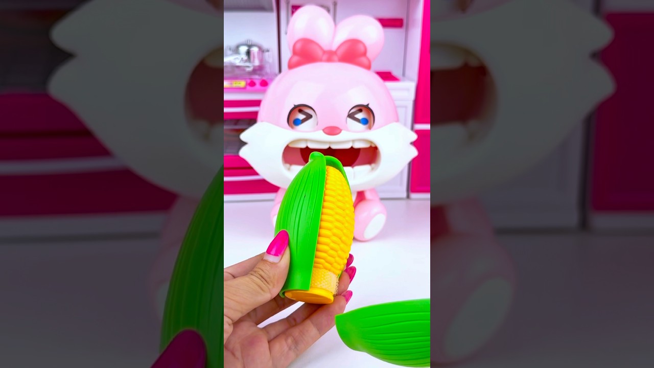 ASMR Toy Unboxing | Satisfying Pink Rabbit Eating Corn 🌽 in Kitchen Playset 