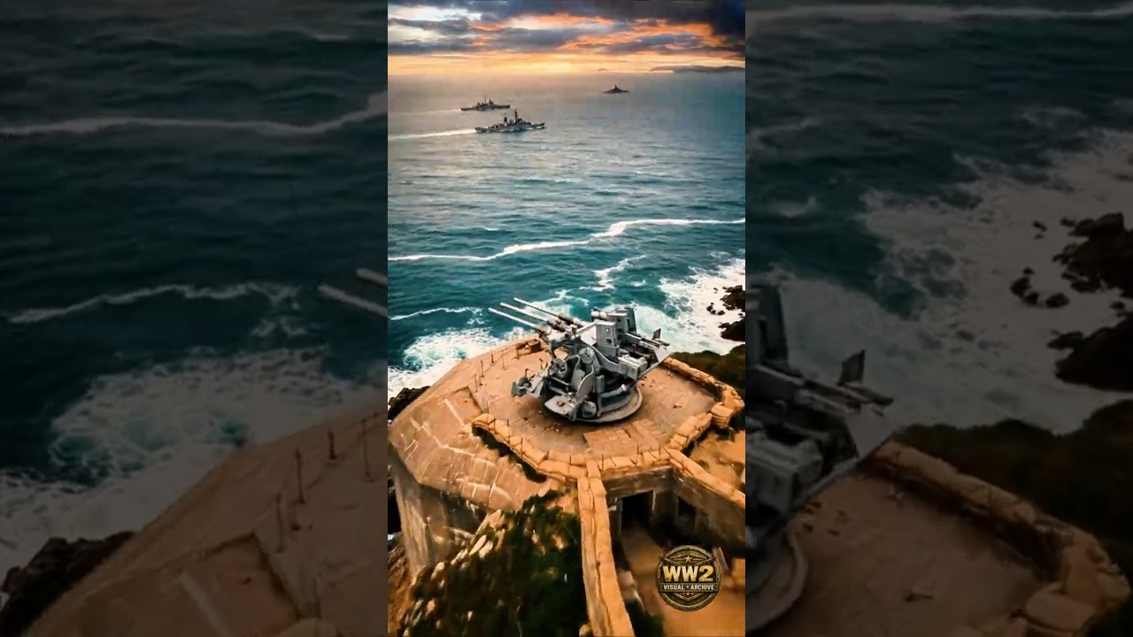 Type 89 127mm high angle gun firing wartime footage
