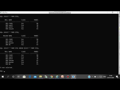 SQL set operation practical