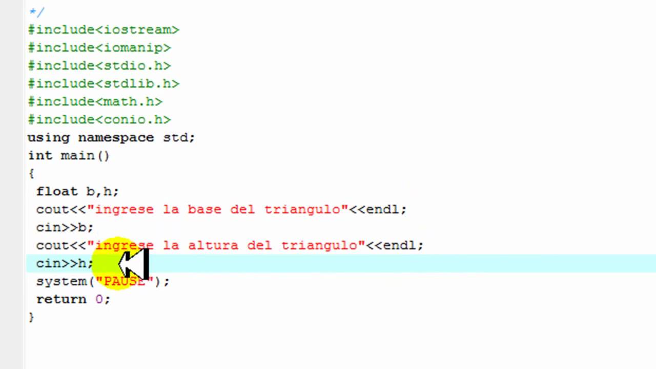 Dev-c++ área de un triángulo - YouTube