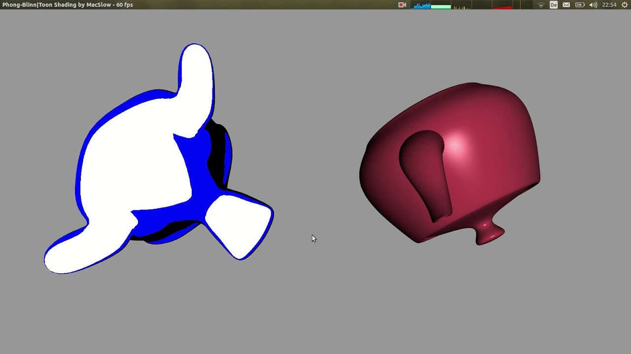 OpenGL - toon- and blinn/phong lighting models - YouTube
