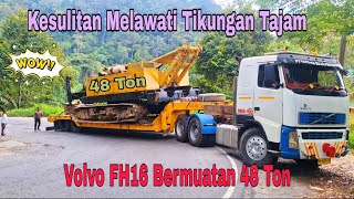VOLVO FH16 MUATAN 48 TON KESULITAN MELEWATI TIKUNGAN #truck #viral 