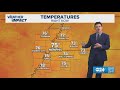 Showers likely this afternoon and evening, Memorial Day cloudy but dry until then