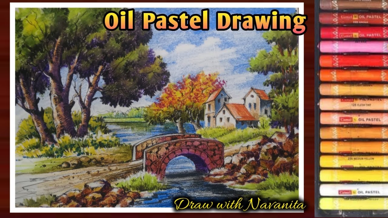 Oil Pastel Landscape Drawing - step by step - YouTube