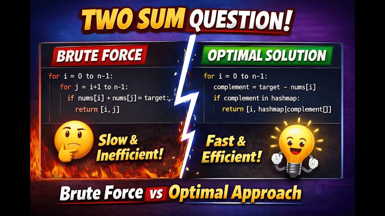 Two Sum Problem Explained in Hindi | Brute Force vs Optimal Approach | Pseudocode + Dry Run