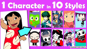 Draw Lilo (Lilo & Stitch) 10 Art Styles Swap Challenge | Meet My Superfans: Lost & Found by Mei Yu