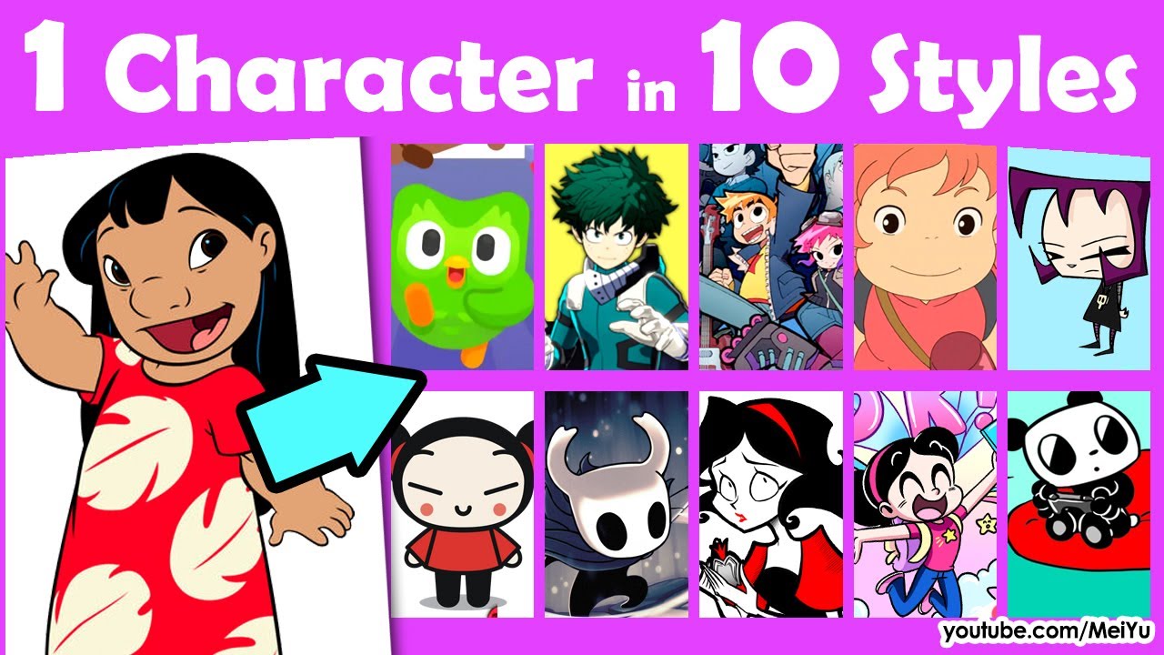 Draw Lilo (Lilo & Stitch) 10 Art Styles Swap Challenge | Meet My ...