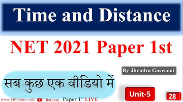 Live-#29 Time and Distance By Jitendra Goswami| Math and Reasoning net exam| UGC-NET exam paper 1