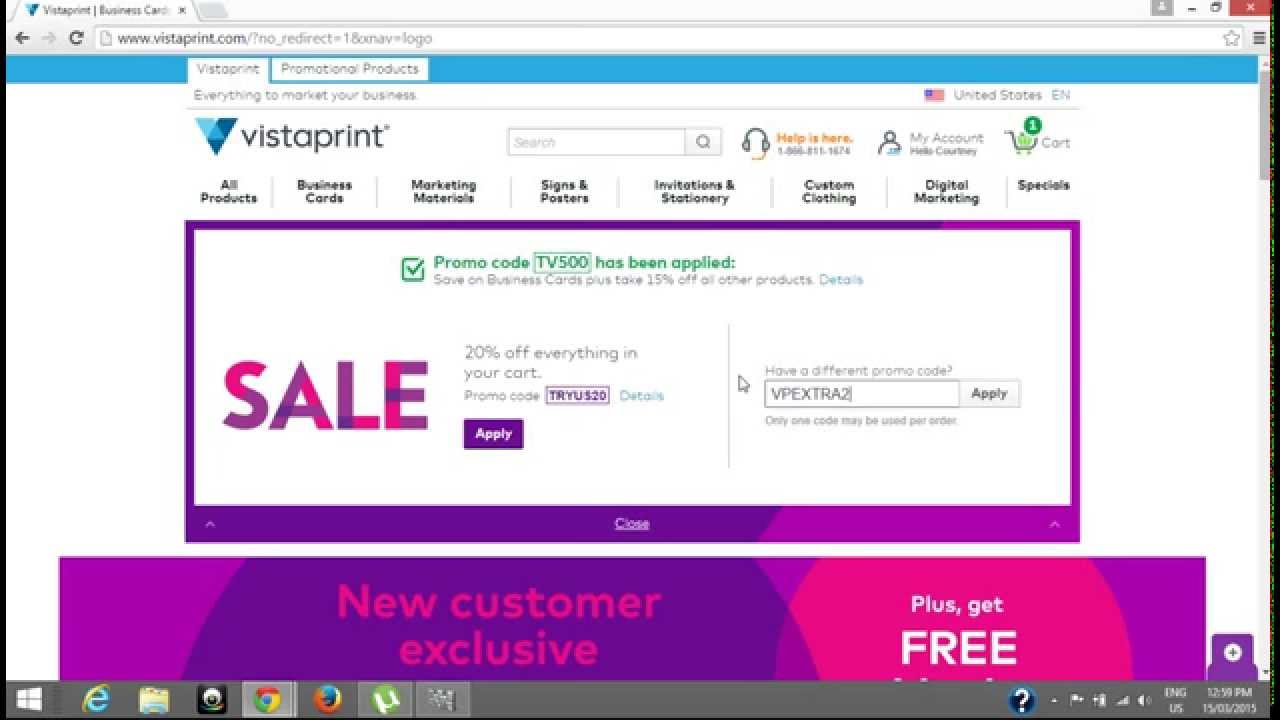 How to apply a promo code on Vistaprint YouTube