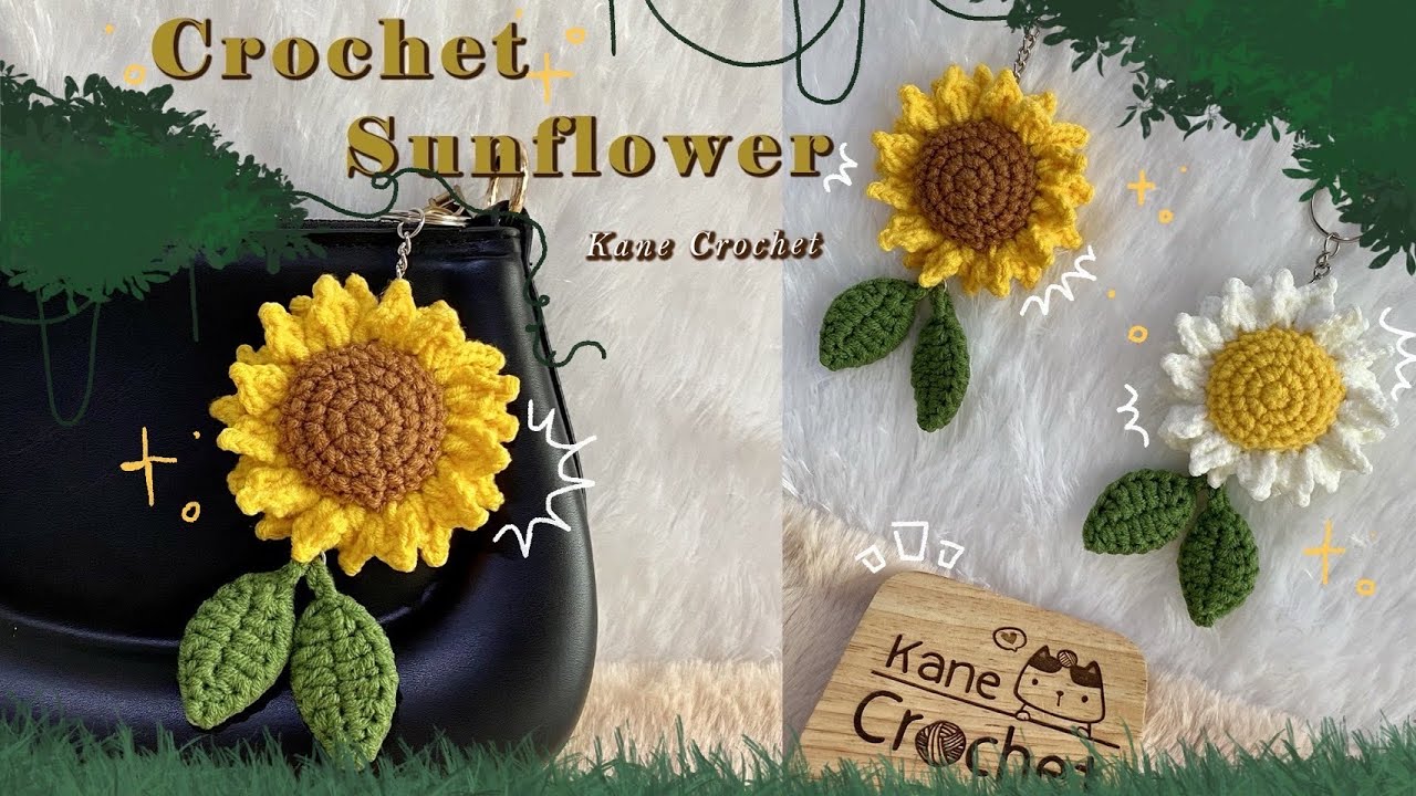 Брелок крючком 🌻 Брелок крючком подсолнух 🌻 простой цветок крючком