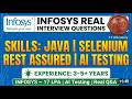 INFOSYS | AI with Automation Testing Interview | Round-1 #selenium #restassured #framework #testing