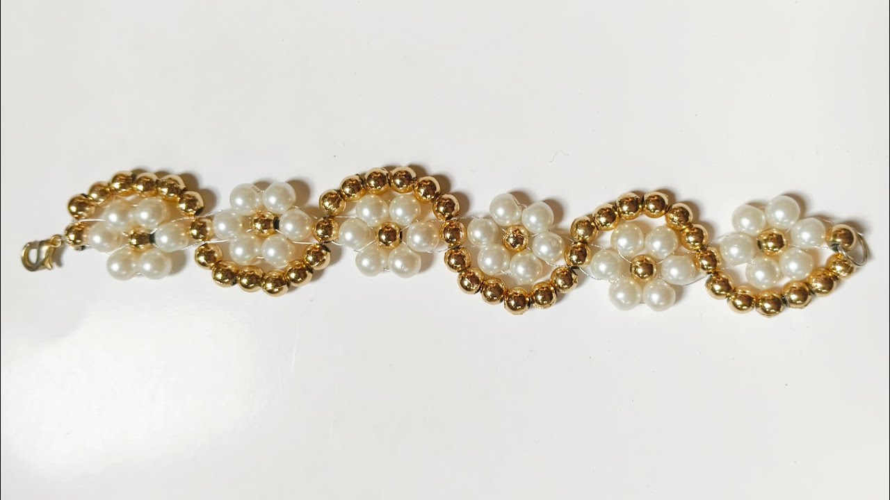 Diy bracelet how to make beautiful parl beads bracelet tutorial step by ...