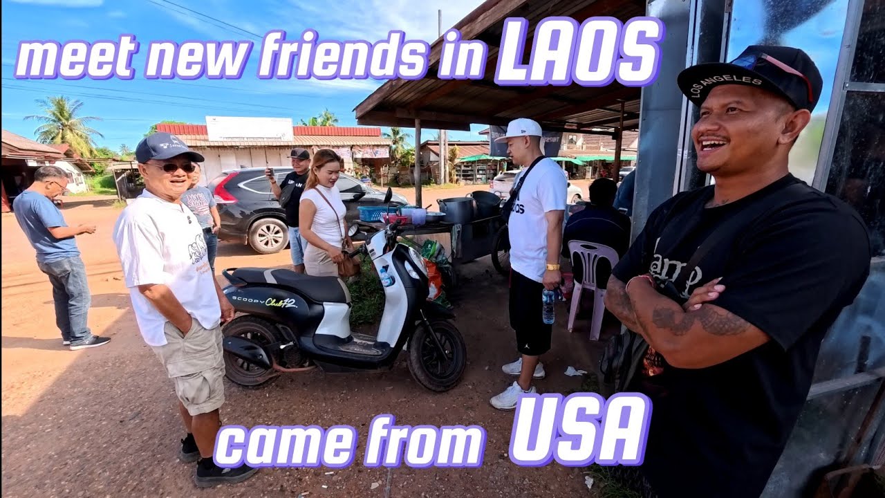 Eating breakfast with American friends at a restaurant in Ban Gern, Laos.