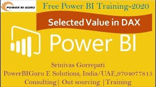 Celebrity Selected Value Function in DAX|DAX Training |Dax Training by Srinivas Gorrepati Wealth