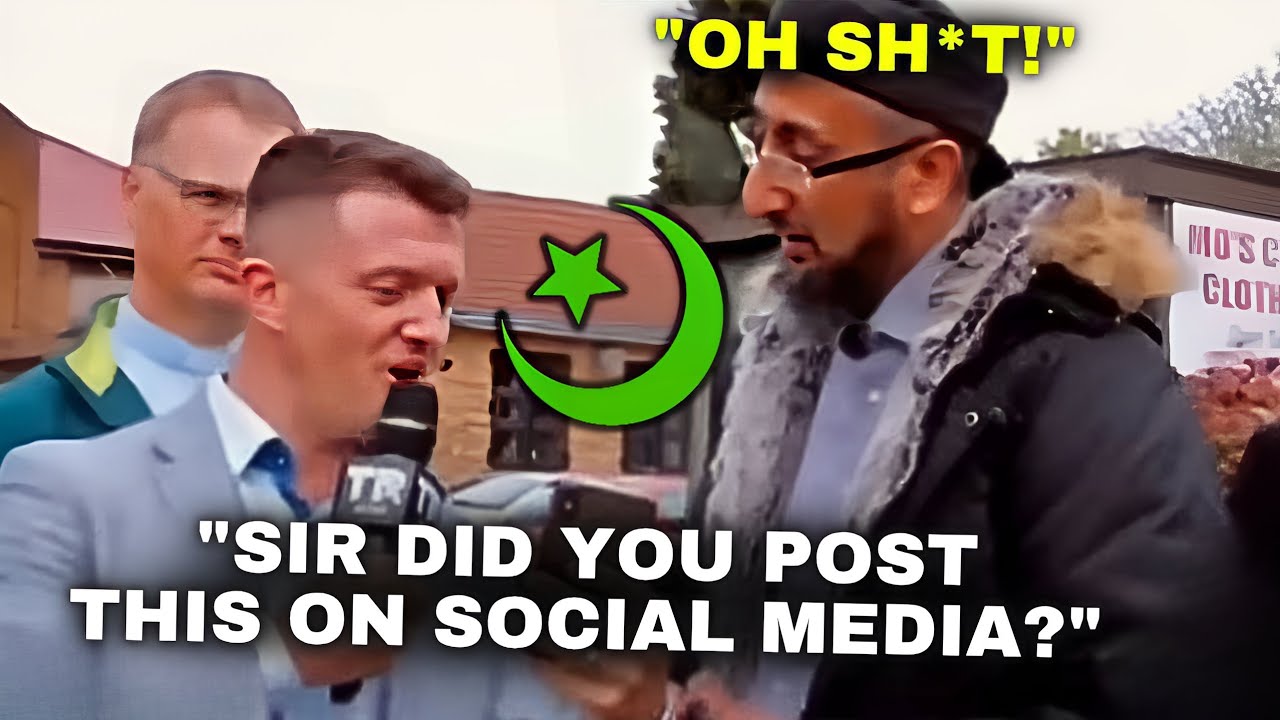 Томми Робинсон сталкивается с мусульманским имамом, а затем его заставляют выключить камеры!