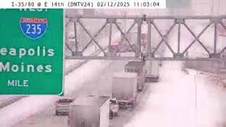 RAW VIDEO: Interstate 80/35 backs up after semi-truck crash near E 14th Street