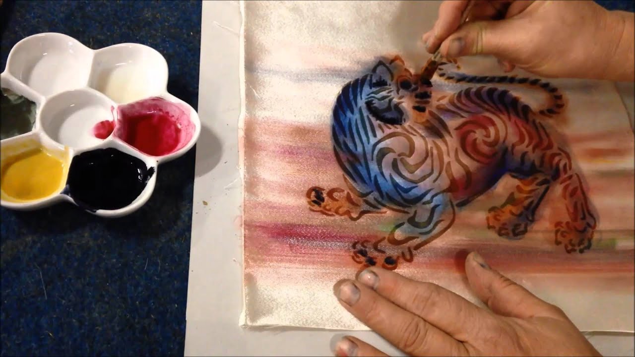 Applying pigments using a soy milk binder in katazome, Japanese