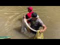 Pesca en el río con buenas tilapias y poca agua