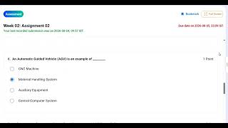 NPTEL- Automation in Manufcaturing- Assignment 2 Answer