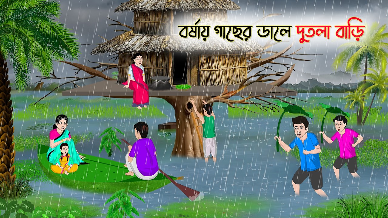 বর্ষায় গাছের ডালে দুইতলা বাড়ি | Rupkothar Golpo | Bangla Cartoon | Moral Story