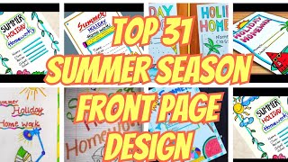 Top 31 Summer holidays Homework front page border decoration ideas | Front page design for Summer