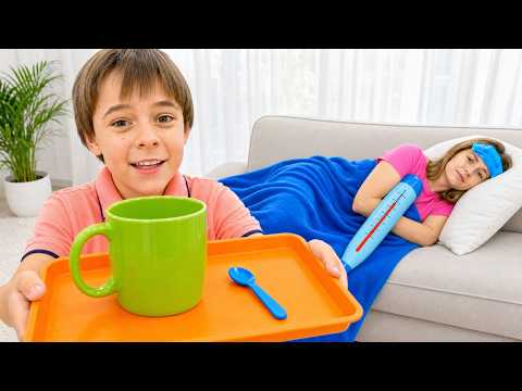 Mom is Sick, Anabella and Bogdan Help Mom Feel Better