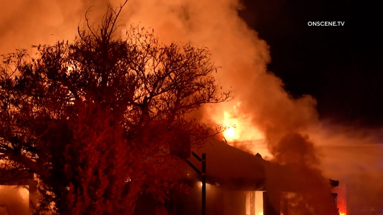 Fully Engulfed House Fire Sends 3 to Hospital - YouTube
