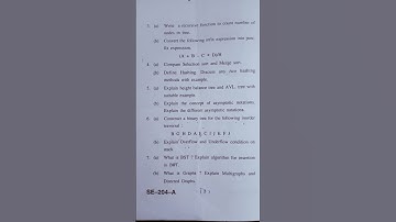 data structure using c bca 3 sem paper || previous year question paper 2019 - 2020