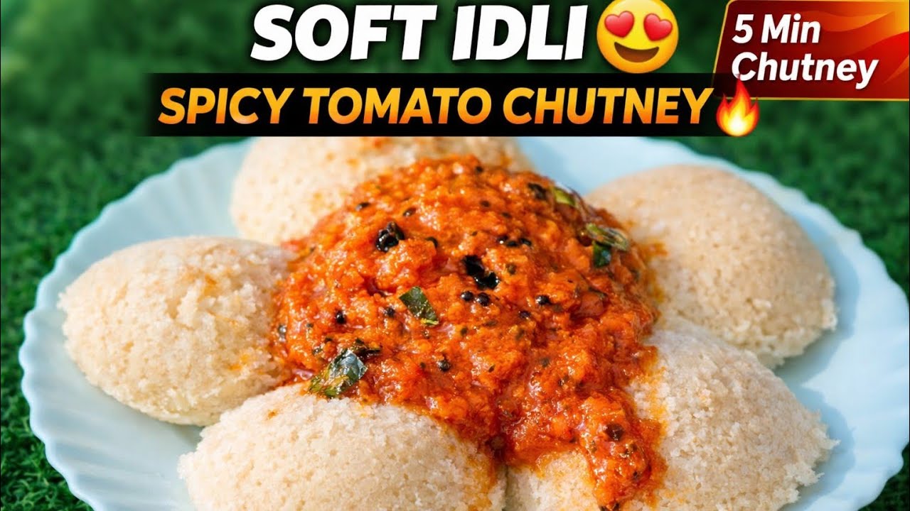 Soft Idli with Spicy Tomato Chutney | Easy Breakfast Recipe 😍🔥