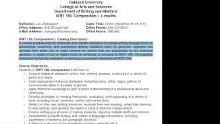 The Syllabus for WRT 150, Composition I