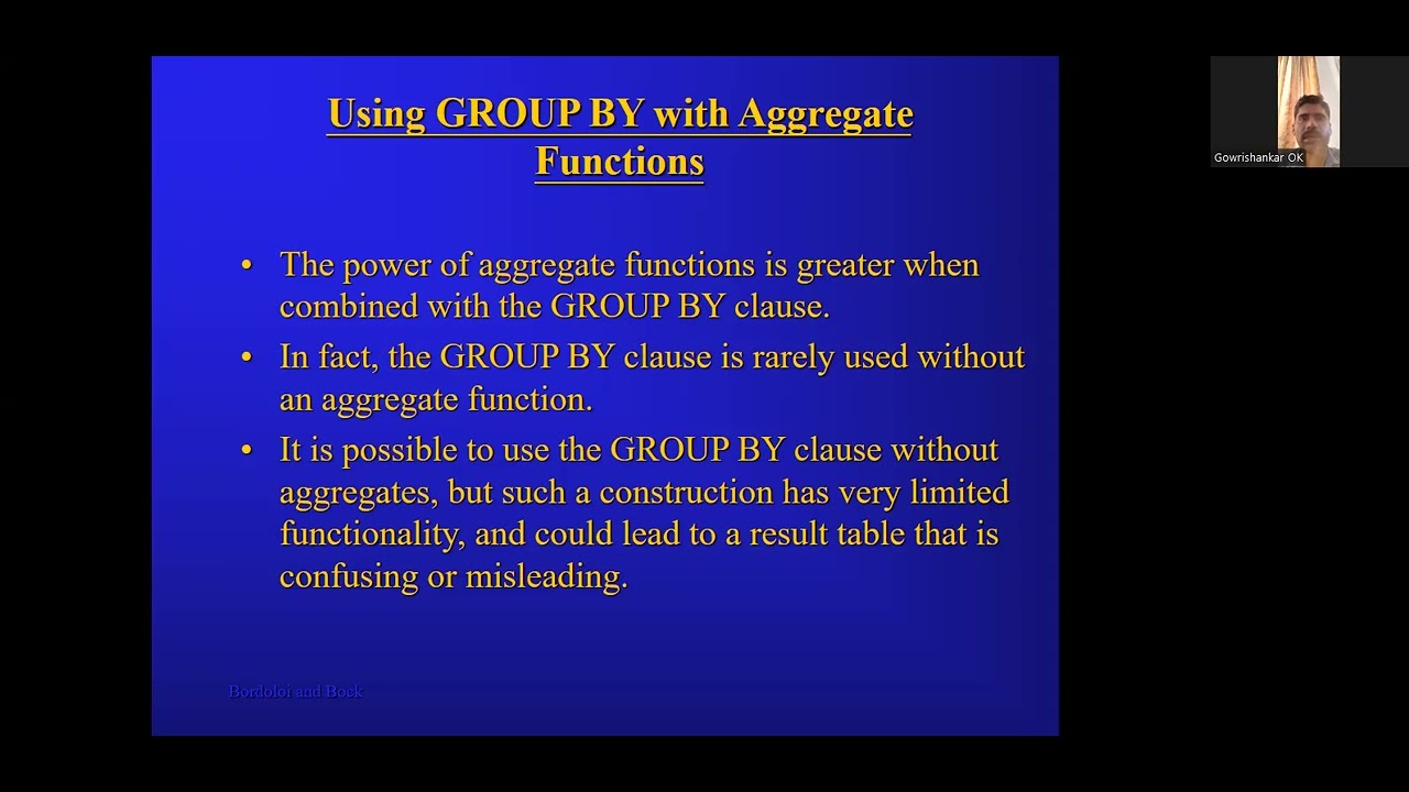 Aggregate Functions in MySql by Gowrishankar - YouTube