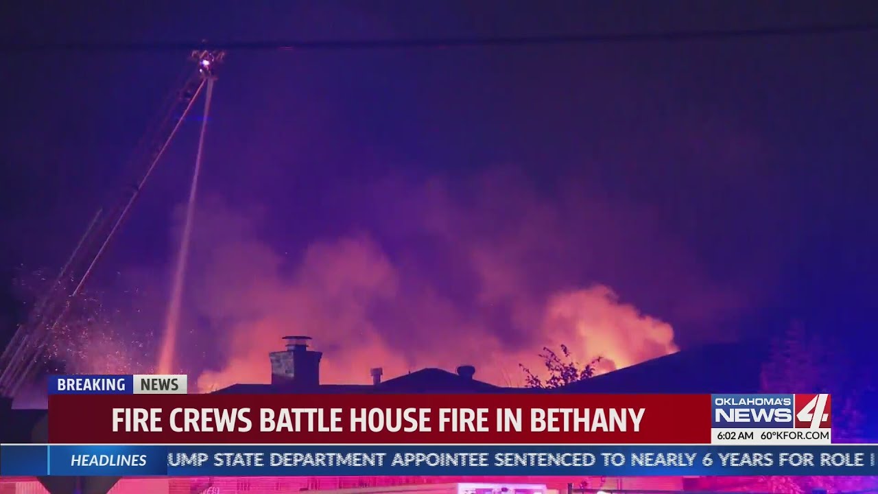 Fire crews battle house fire in Bethany - YouTube