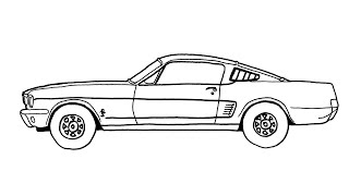 How to draw Ford Mustang Car Easy - Ford Mustang Araba Çizimi Kolay