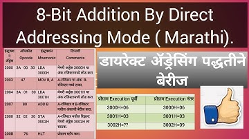8 bit Addition by Direct Addressing Mode in Marathi ( मराठी).