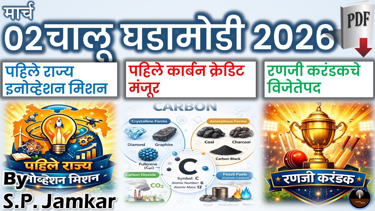 आजच्या चालू घडामोडी | 02 March 2026 | Daily Current Affairs | Exam Jagar