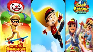 Little Singham SuperScater game  //  Mighty raju 3D Run game  //  Subway Surfers game....... screenshot 5