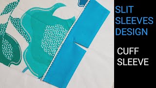 Slit sleeves for kurti / cuff sleeves cutting and stitching / kurti sleeves design #astin design
