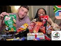 American husband tries South African snacks for the first time || Q&A || South African YouTuber