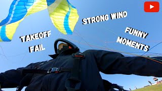 Paragliding Takeoff FAIL | Paragliding Funny Bloopers - Strong Wind
