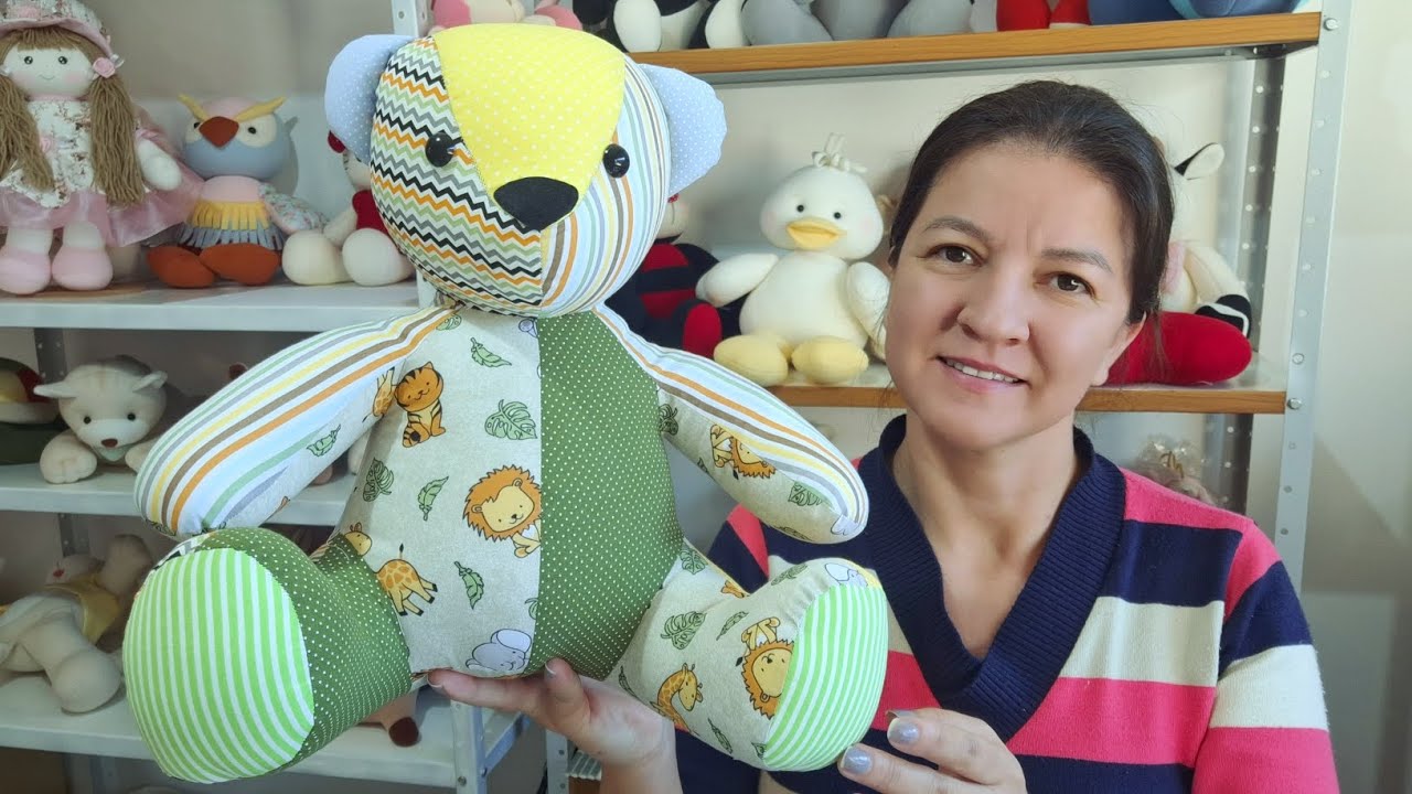 Tutorial, Faça um urso de MEMÓRIA usando retalhos, Todos vão amar esse urso  com corpo embutido