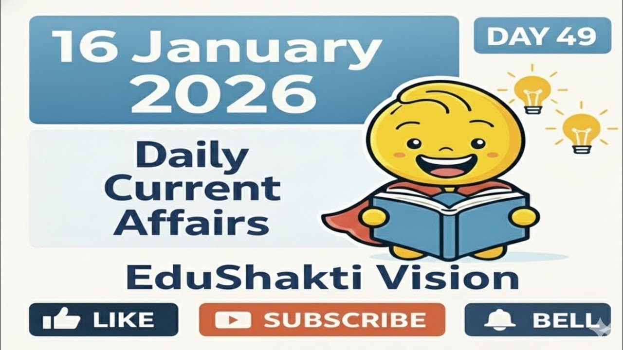 16 JAN 2026 || DAY-49 || DAILY CURRENT AFFAIRS|| EDUSHAKTI VISION 