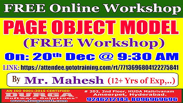 PAGE OBJECT MODEL (FREE Online Workshop) Online Training in DURGASOFT