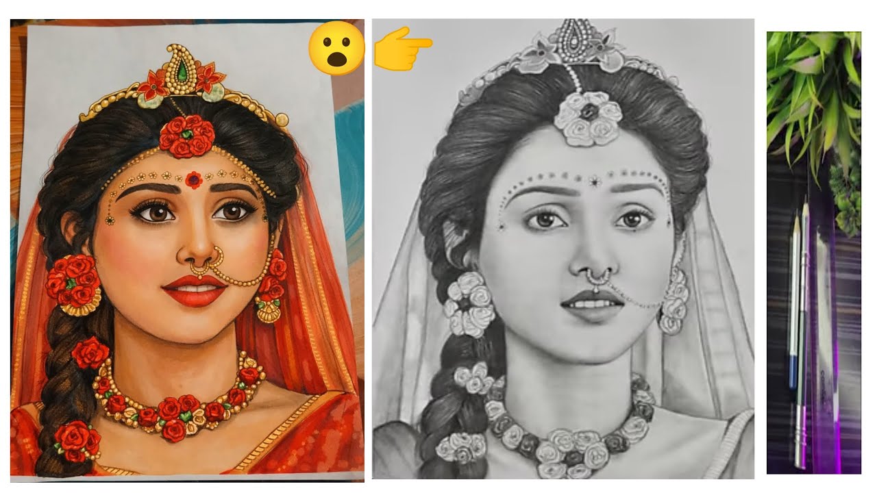 Radha Rani drawing special 💝✨🥰step by step drawing Radha Rani//how to draw drawing Radha Rani 